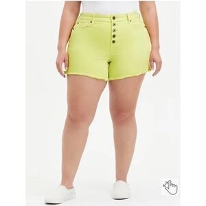 NWT Torrid HIGH RISE MIDI SHORT VINTAGE YELLOW